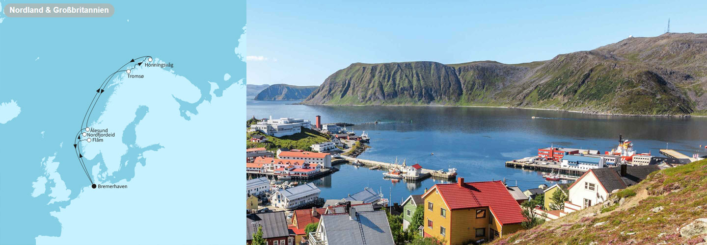 Kreuzfahrt 2024: Norwegen mit Nordkap & Flam